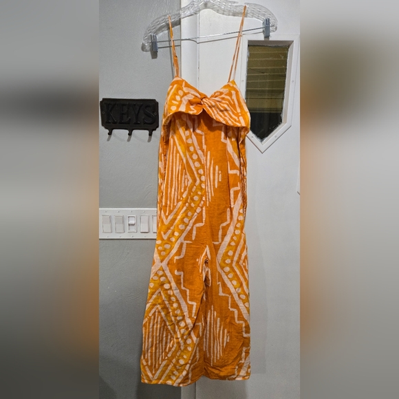 Anthropologie• Orange Pleated Wide Leg Women's Jumpsuit. Sz 4 - Picture 4 of 16